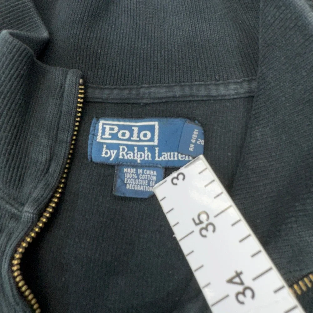Polo‎ Ralph Lauren Sweater Jacket Mens XL Black Sweater Pony Ribbed Knit
